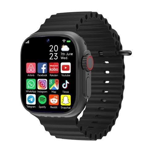 FE Bolt Smart Watch with 4G/5G SIM AMOLED Display, Video Calling, 4GB+64GB Storage , 49 mm for Men & Women- Black Strap