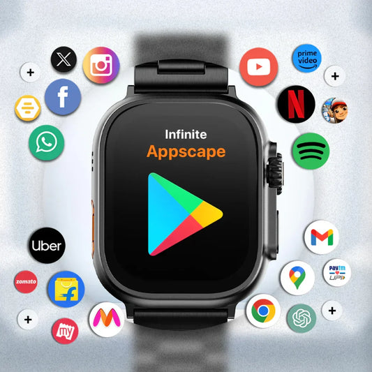 FE Bolt Smart Watch with 4G/5G SIM AMOLED Display, Video Calling, 4GB+64GB Storage , 49 mm for Men & Women- Black Strap